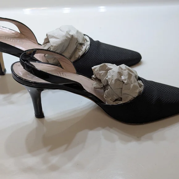 Amalfi Nordstrom Black Tuxedo Slingback Heels - Picture 3 of 10